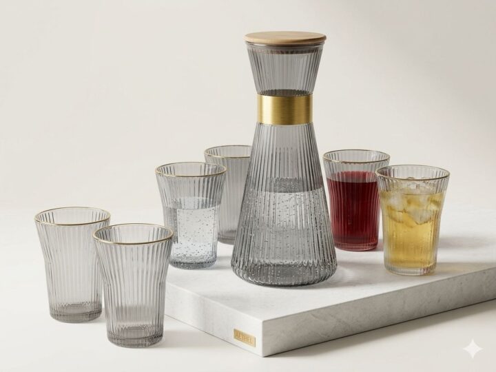 Ապակե ջրաման և բաժակներ